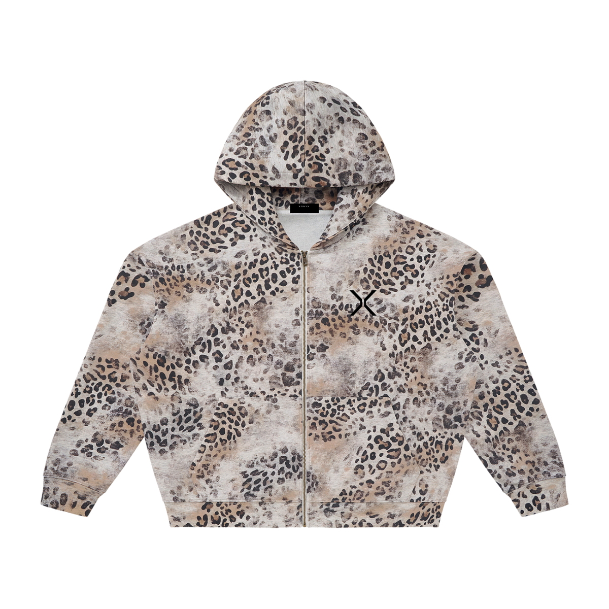 Vintage Wash Leopard Full Zip Hoodie