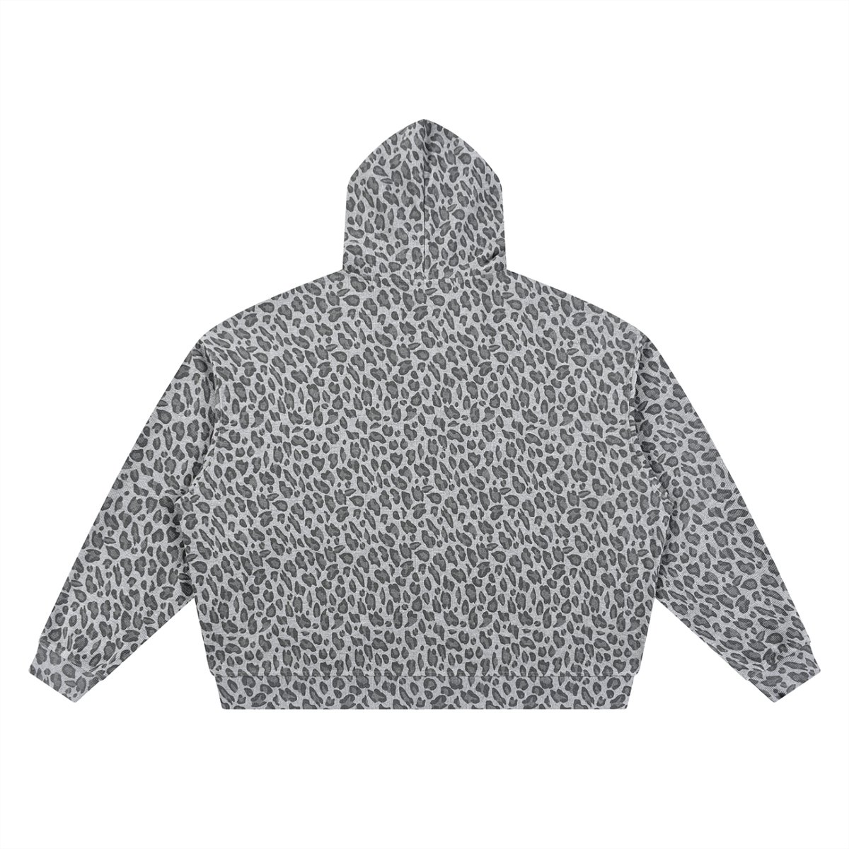 Leopard Print Waffle Full Zip Hoodie